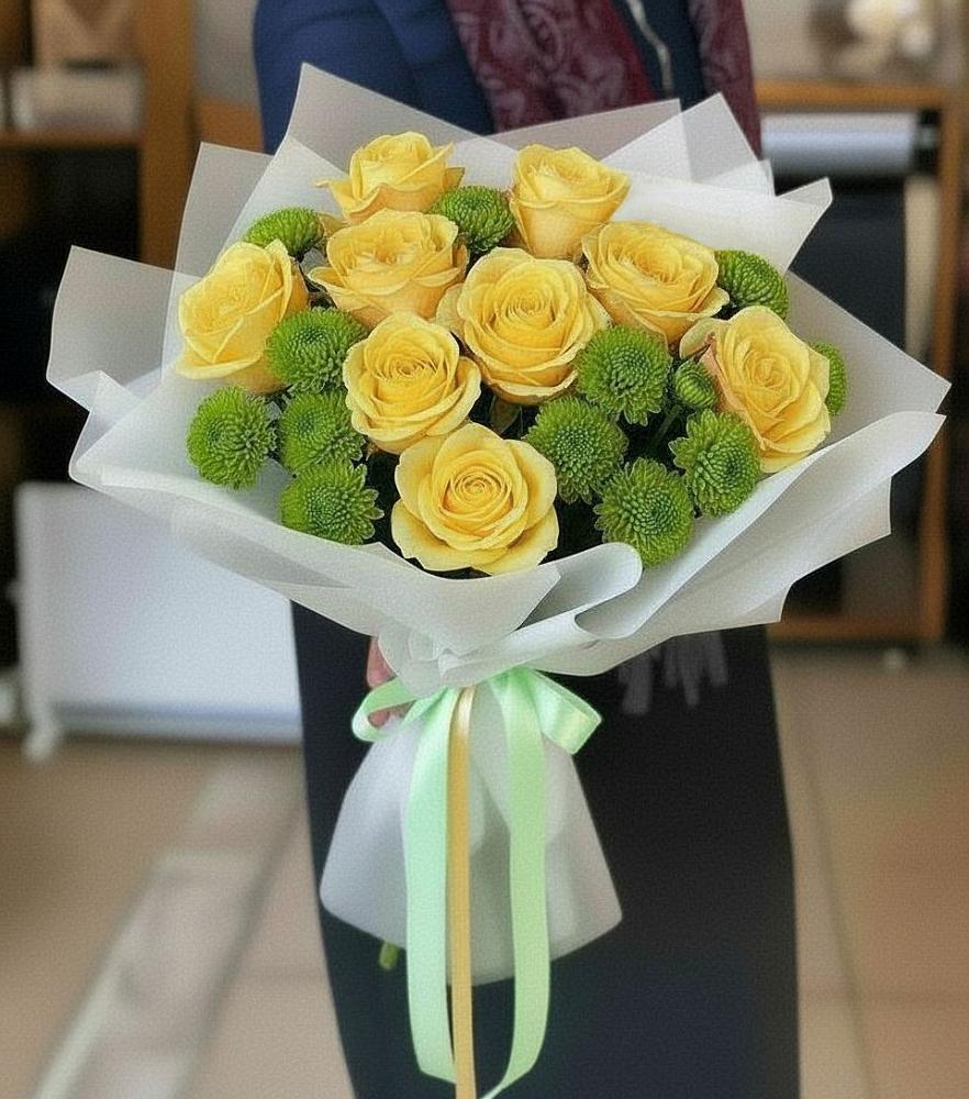 Букет цветов из: Хризантемы и Розы в Кармалиновской