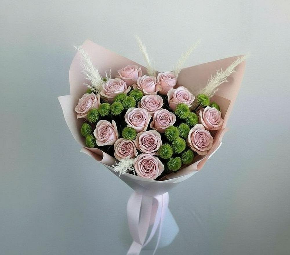 Букет цветов из: Розы и Хризантемы в Кармалиновской