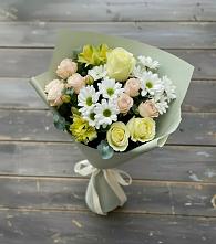 Букет цветов из:  Альстромерии, Розы и Хризантемы в Кармалиновской