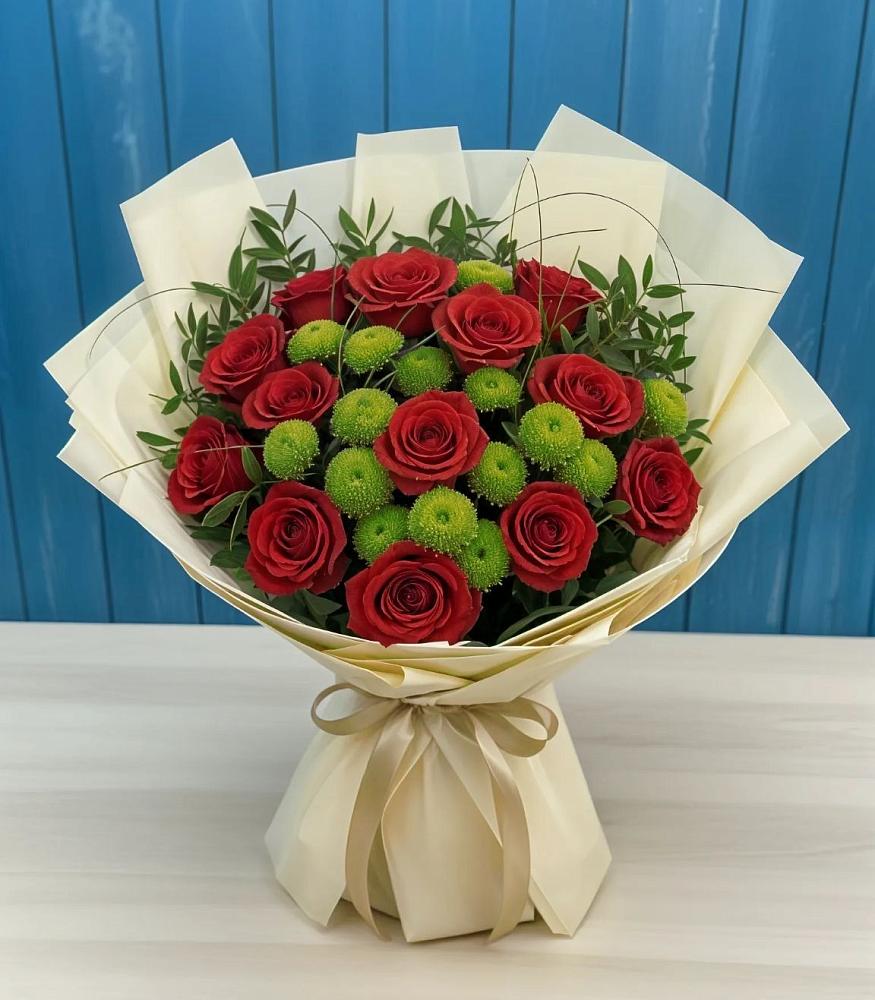 Букет цветов из: Розы и Хризантемы в Кармалиновской