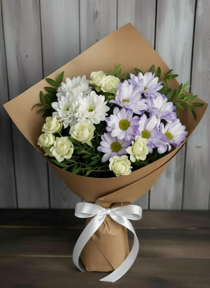 Букет цветов из: Хризантемы и Розы в Кармалиновской